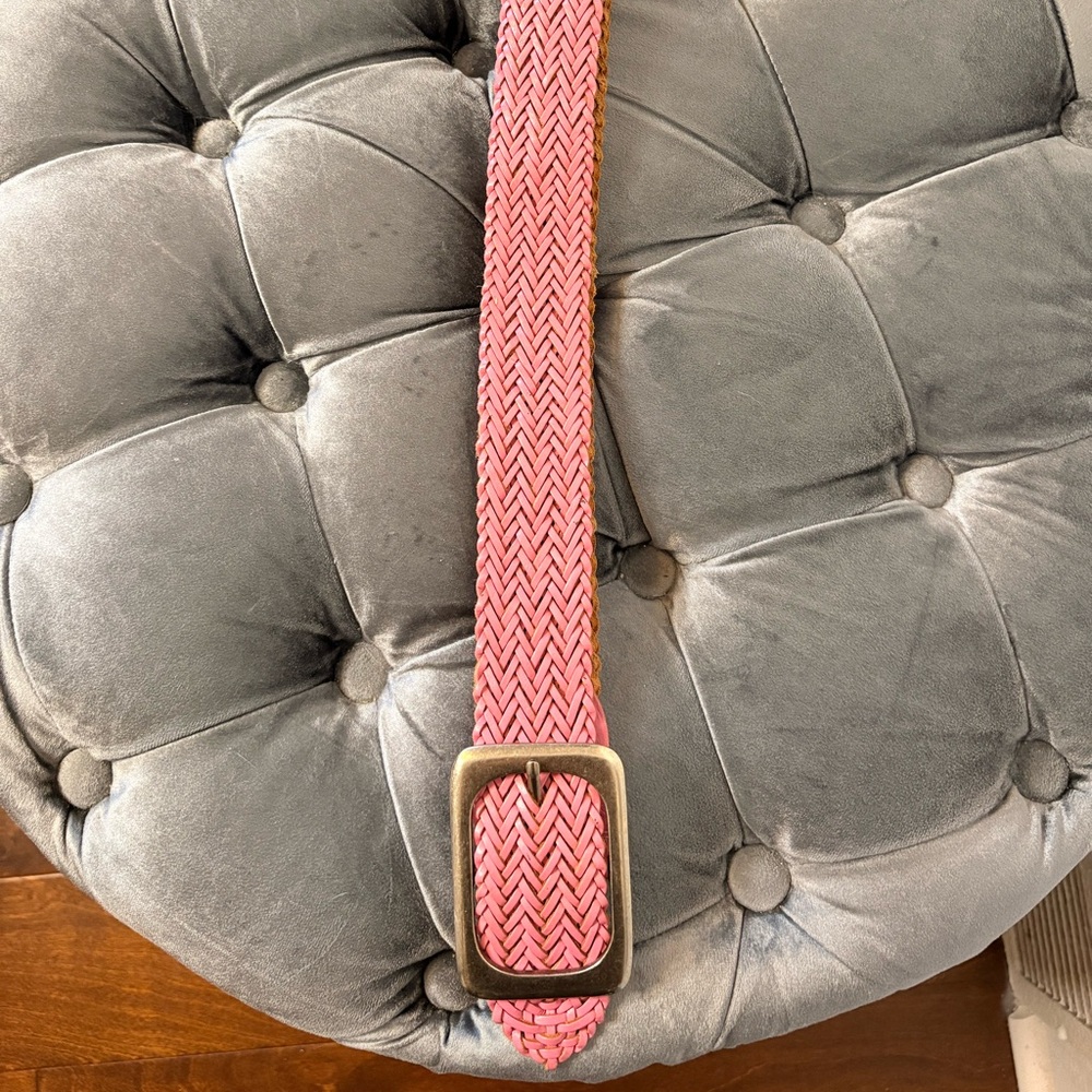 Pink Woven Belt with Gold Buckle